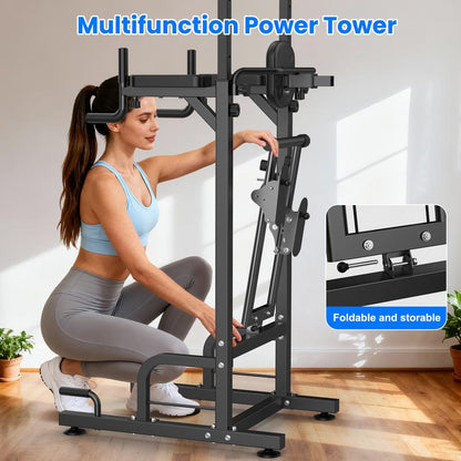 Relife Sports Power Tower Dip Station Pull up Bar for Fitness Home Gym Workout,Multi-Function Adjustable Height Fitness Strength Training Exercise Equipment,With Stair Stepper Tiktokshopholidayhaul