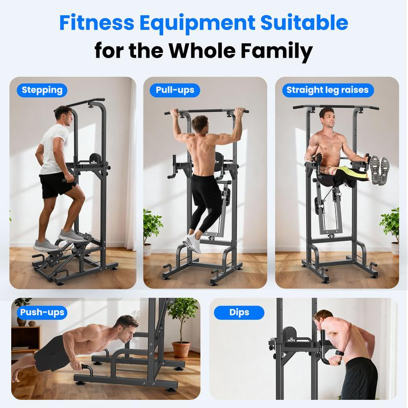 Relife Sports Power Tower Dip Station Pull up Bar for Fitness Home Gym Workout,Multi-Function Adjustable Height Fitness Strength Training Exercise Equipment,With Stair Stepper Tiktokshopholidayhaul