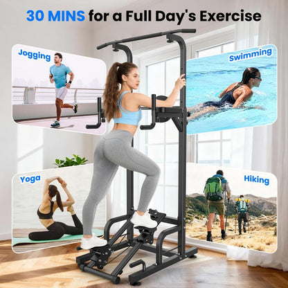 Relife Sports Power Tower Dip Station Pull up Bar for Fitness Home Gym Workout,Multi-Function Adjustable Height Fitness Strength Training Exercise Equipment,With Stair Stepper Tiktokshopholidayhaul