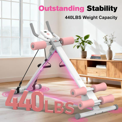 RELIFE SPORTS Foldable Adjustable Ab Trainer with LCD Monitor for Women - 440LBS Capacity, 5-Level Height & 2-Level Incline, Home Gym Equipment, Ideal Gift for Fitness Beginners